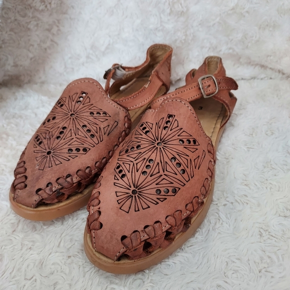 None Shoes - Brown leather Huarache ankle strap sandals - 6.5 Summer